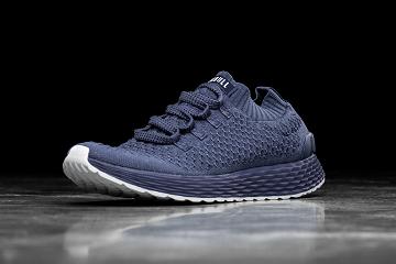 Navy Nobull Reflective Knit Runner Men's Running Shoes | CA F1076D